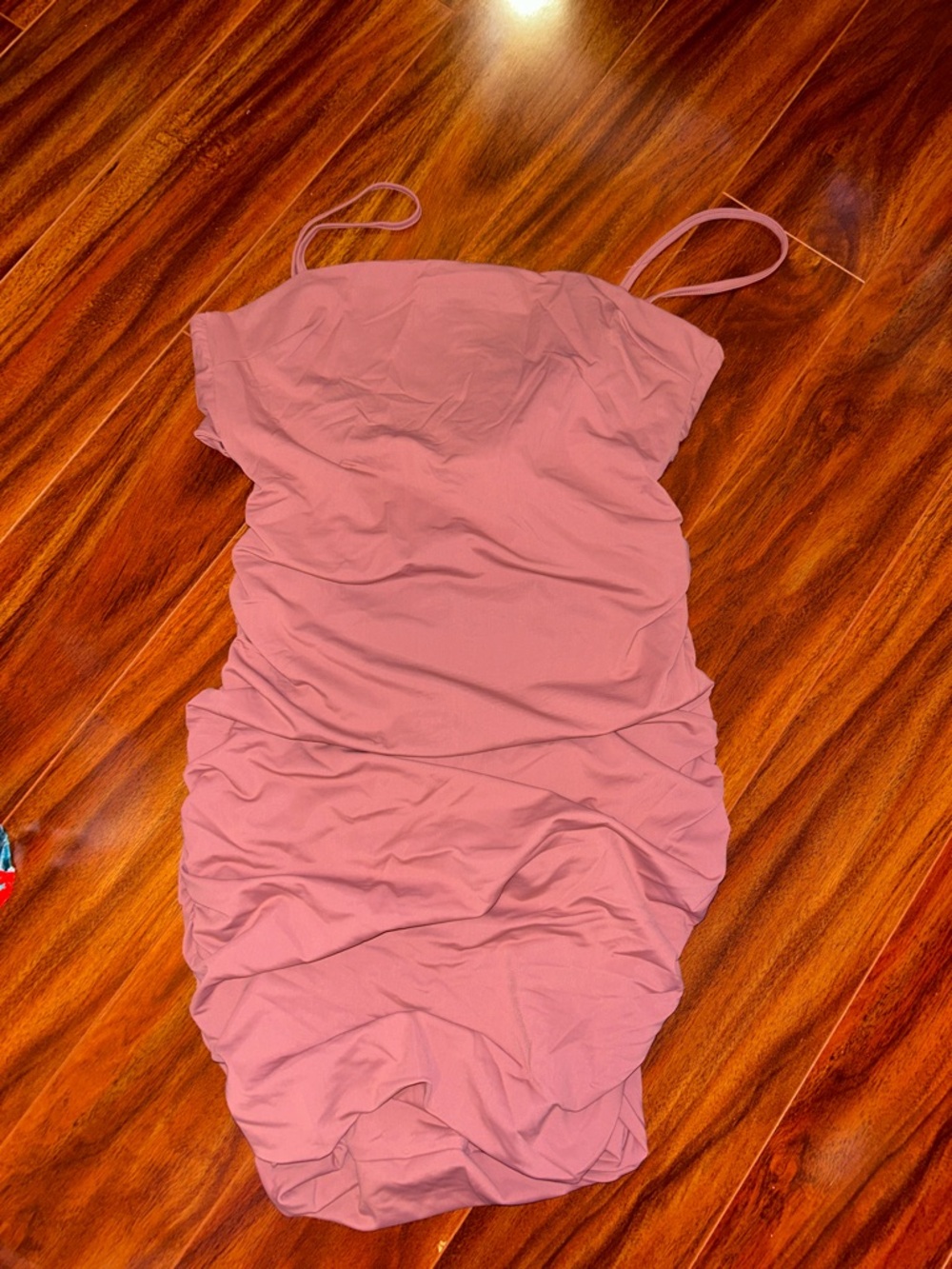 Tiger Mist Mauve Pink Ruched Mini Dress